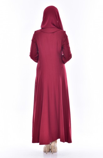 Hijab Mantel mit Reißverschluss 1801-02 Weinrot 1801-02