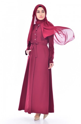 Hijab Kleid mit Falber 9801-01 Weinrot 9801-01