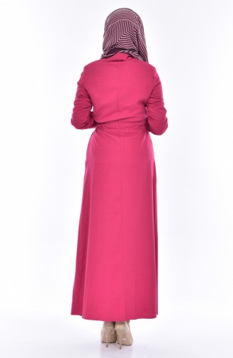 Lace -up Belted Overcoat 2201-05 Fuchsia 2201-05