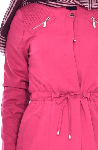 Lace -up Belted Overcoat 2201-05 Fuchsia 2201-05