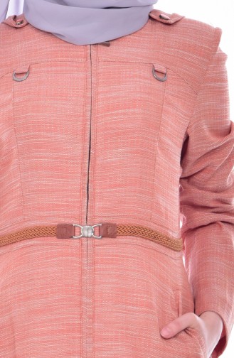 Belt Detailed Overcoat 1501-03 Dried Rose 1501-03