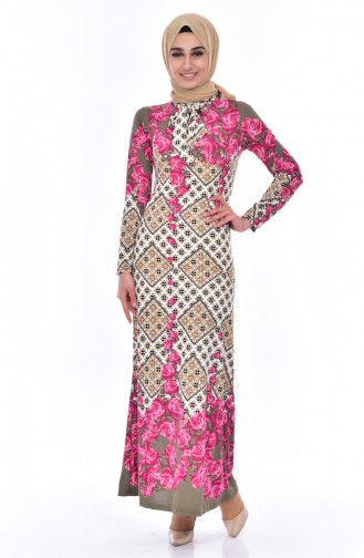 Khaki Hijab Dress 5181-04