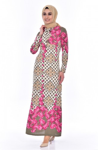 Khaki Hijab Dress 5181-04