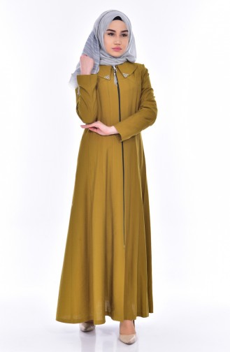 Hijab Mantel mit Reißverschluss 1801-03 Senf 1801-03