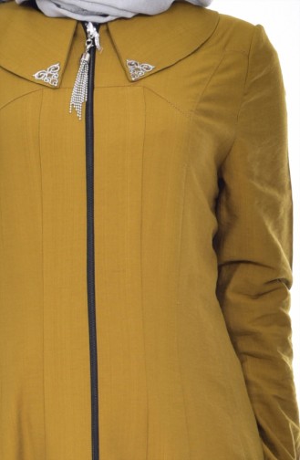 معطف طويل بتصميم سحاب  1801-03 لون أصفر داكن 1801-03