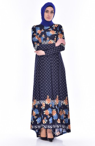 فستان بتصميم مطبع مع حزام خصر  5203-05