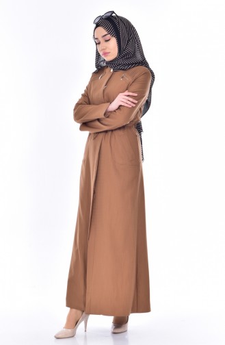 Hijab Mantel mit Seilgürtel 2201-04 Tabak 2201-04