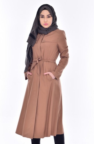 Hijab Mantel mit Gürtel 9901-01 Senf 9901-01