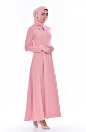 Kleid mit Perlen 0035-07 Pink 0035-07