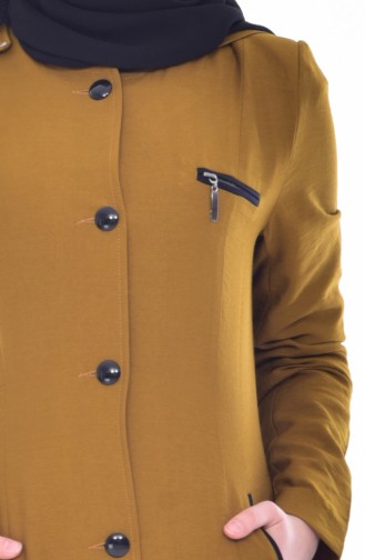 معطف طويل بتصميم موصول بقبعة 0601-03 لون أخضر زيتي 0601-03