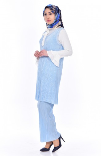 Pleated 3 Pcs Suit  5344-03 Baby Blue 5344-03