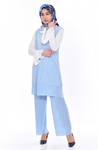 Pleated 3 Pcs Suit  5344-03 Baby Blue 5344-03