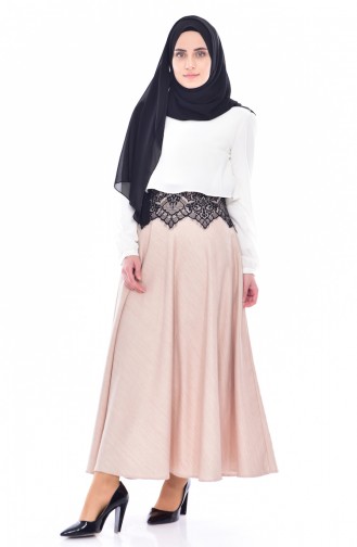 Laced Flared Skirt 21245-02 Beige 21245-02
