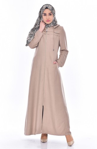 Hijab Mantel mit Kapuzen 0501-01 Beige 0501-01