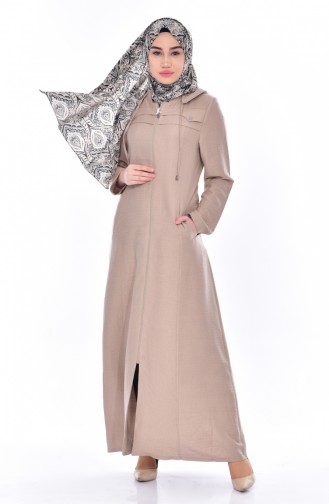 Hijab Mantel mit Kapuzen 0501-01 Beige 0501-01