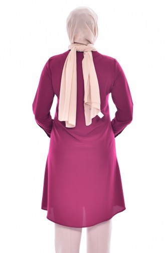 METEX Tie Collar Buttoned Tunic 1037-03 Fuchsia 1037-03