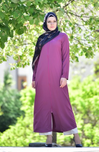 Abaya a Fermeture 6026-12 Rose Pâle 6026-12