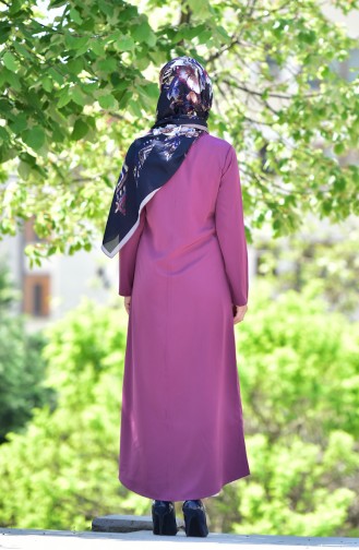 Abaya a Fermeture 6026-12 Rose Pâle 6026-12