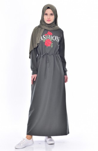 Khaki Hijab Dress 8117-07