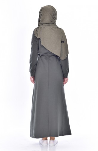 Khaki Hijab Dress 8117-07