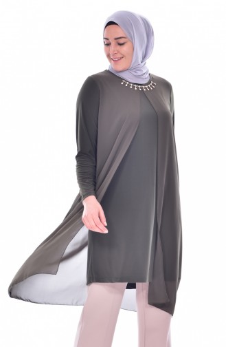 METEX Necklace Asymmetric Tunic 0921A-03 Khaki 0921A-03