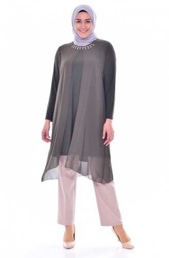 METEX Necklace Asymmetric Tunic 0921A-03 Khaki 0921A-03