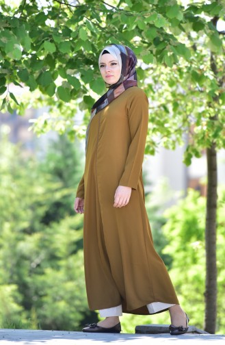 Abaya a Fermeture 6026-08 Moutarde 6026-08