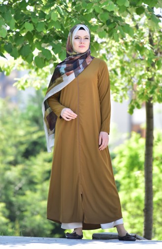 Abaya a Fermeture 6026-08 Moutarde 6026-08