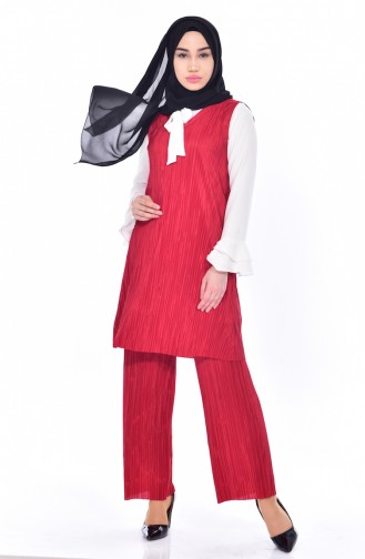 Pleated 3 Pcs Suit 5344-02 Red 5344-02