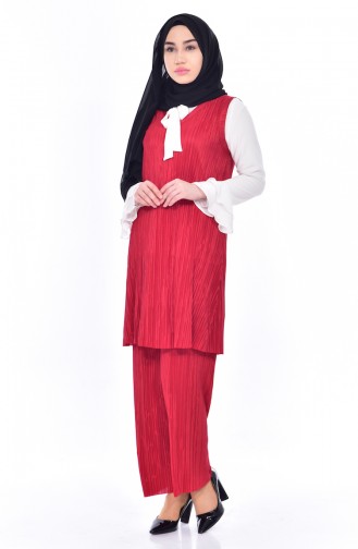 Pleated 3 Pcs Suit 5344-02 Red 5344-02