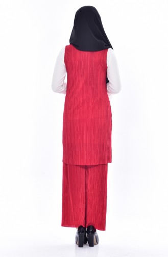 Pleated 3 Pcs Suit 5344-02 Red 5344-02