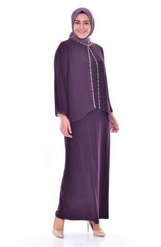 Dark Purple Hijab Evening Dress 6119-04