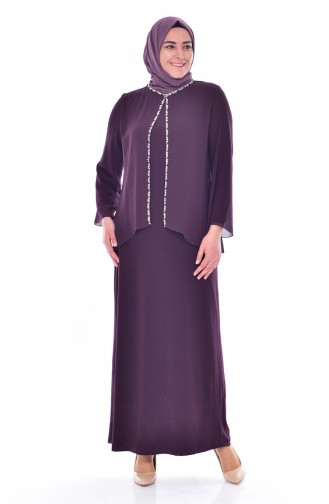 Dark Purple Hijab Evening Dress 6119-04