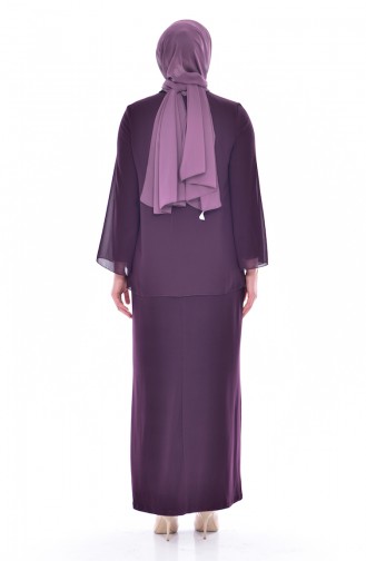 Dark Purple Hijab Evening Dress 6119-04