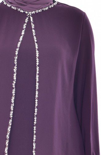 Dark Purple Hijab Evening Dress 6119-04