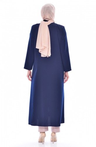 Abaya a Fermeture Grande Taille 0168-01 Bleu Marine 0168-01