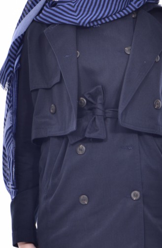 Double Breasted Trench Coat 2002-01 Navy Blue 2002-01