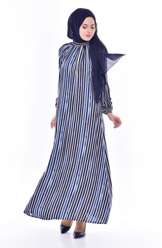 Navy Blue Hijab Dress 0165-01