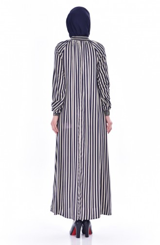 Navy Blue Hijab Dress 0166-01