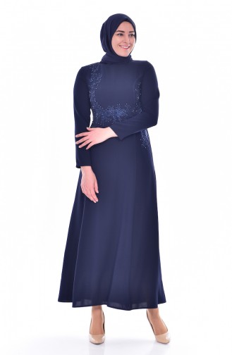 Plus Size Stone Dress 8126-01 Navy Blue 8126-01