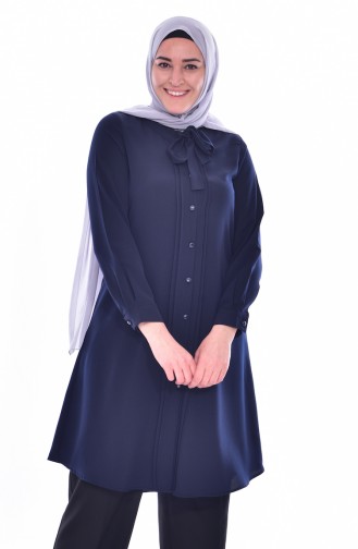 METEX Tie Collar Buttoned Tunic 1037-05 Navy Blue 1037-05