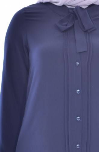 METEX Tie Collar Buttoned Tunic 1037-05 Navy Blue 1037-05