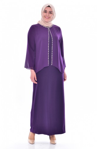 Purple Hijab Evening Dress 6119-03