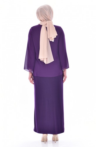 Purple Hijab Evening Dress 6119-03