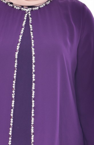 Purple Hijab Evening Dress 6119-03