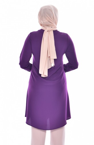 METEX Tie Collar Buttoned Tunic 1037-07 Purple 1037-07