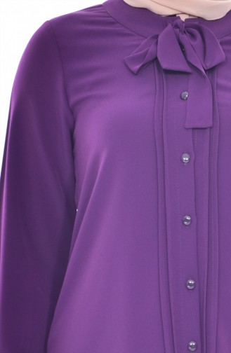 METEX Tie Collar Buttoned Tunic 1037-07 Purple 1037-07