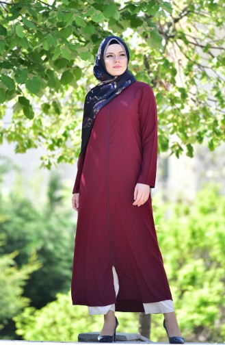 Abaya a Fermeture 6026-07 Plum 6026-07