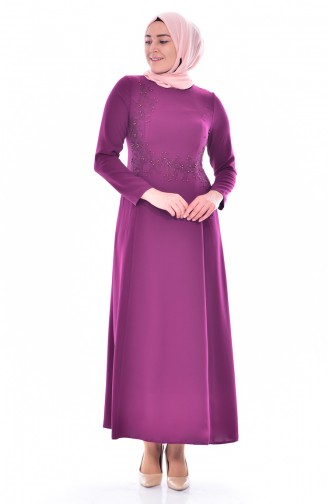 Übergröße Kleid mit Strassstein 8126-03 Zwetschge 8126-03