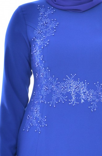 Robe avec Pierre Grande Taille 8126-02 Bleu Roi 8126-02